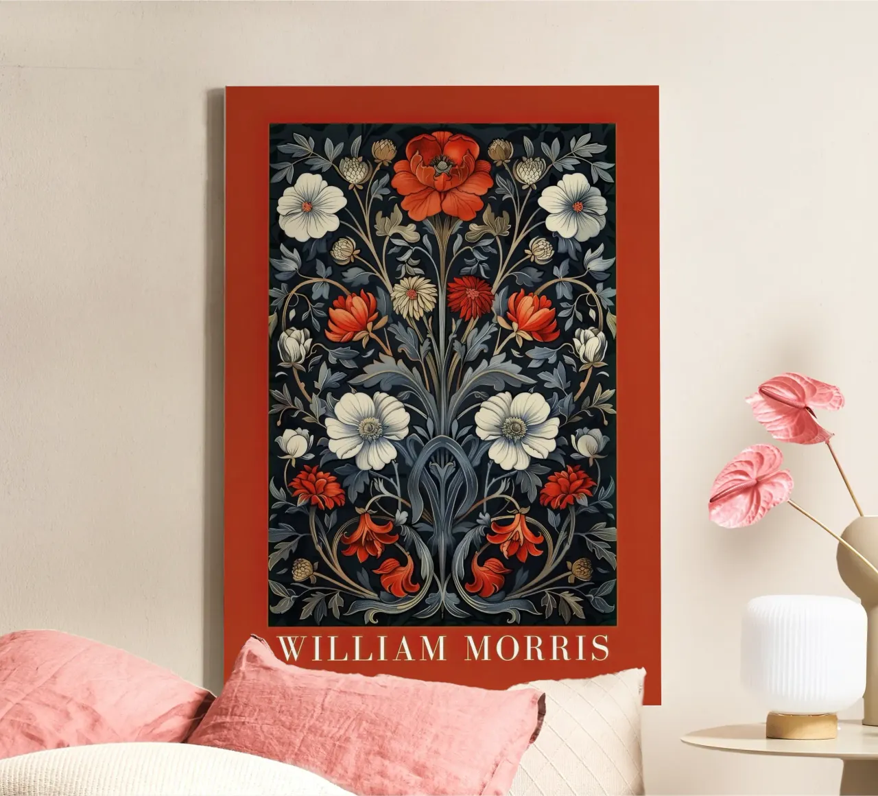 The fascination of flora: William Morris' botanical art canvas with Floater frame by Nikis Art Studio