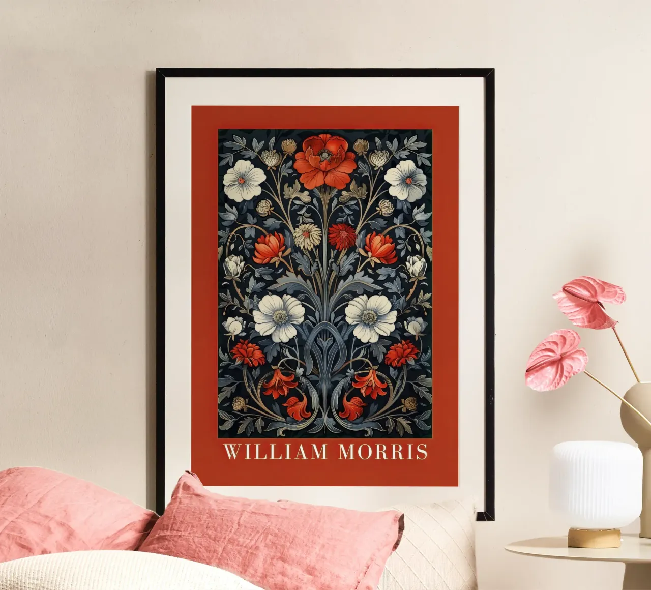 The fascination of flora: William Morris' botanical art poster with aluminum frame by Nikis Art Studio
