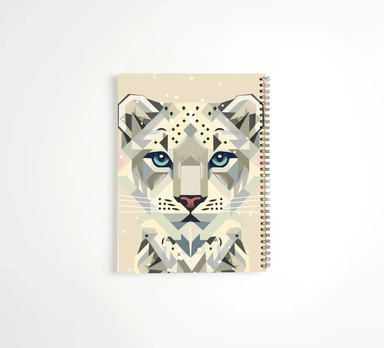 Geometric snow leopard - strong elegance in the wild spiral notebook by namosh