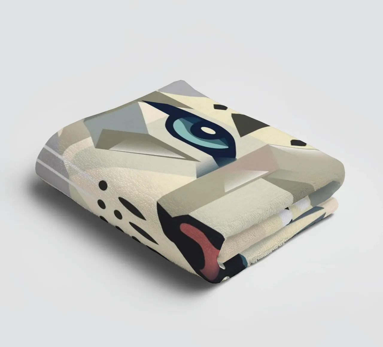 Geometric snow leopard - strong elegance in the wild towel by namosh