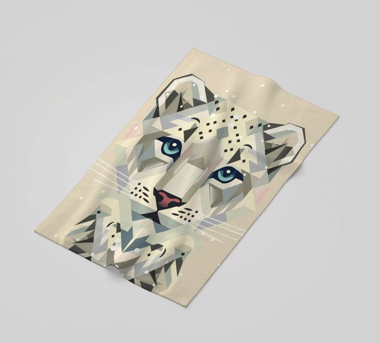 Geometrico leopardo delle nevi - forte eleganza in natura telo mare da namosh