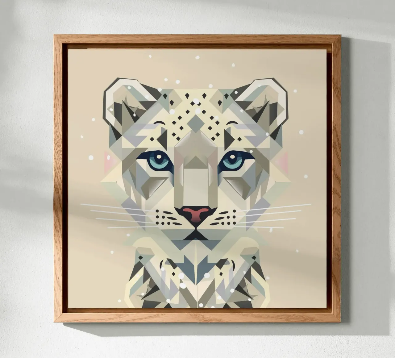 Geometric snow leopard - strong elegance in the wild alu-dibond by namosh