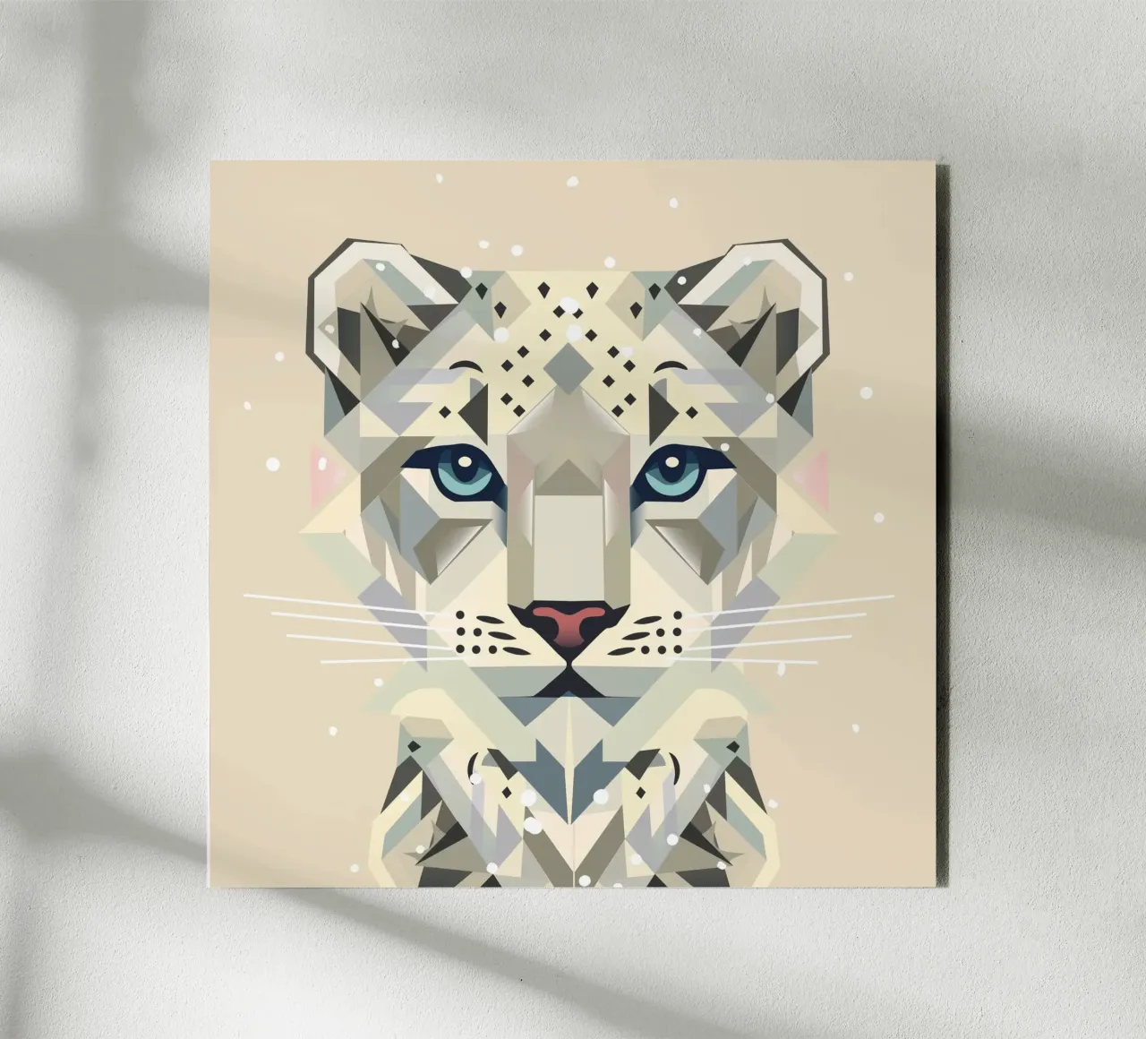 Geometric snow leopard - strong elegance in the wild alu-dibond by namosh