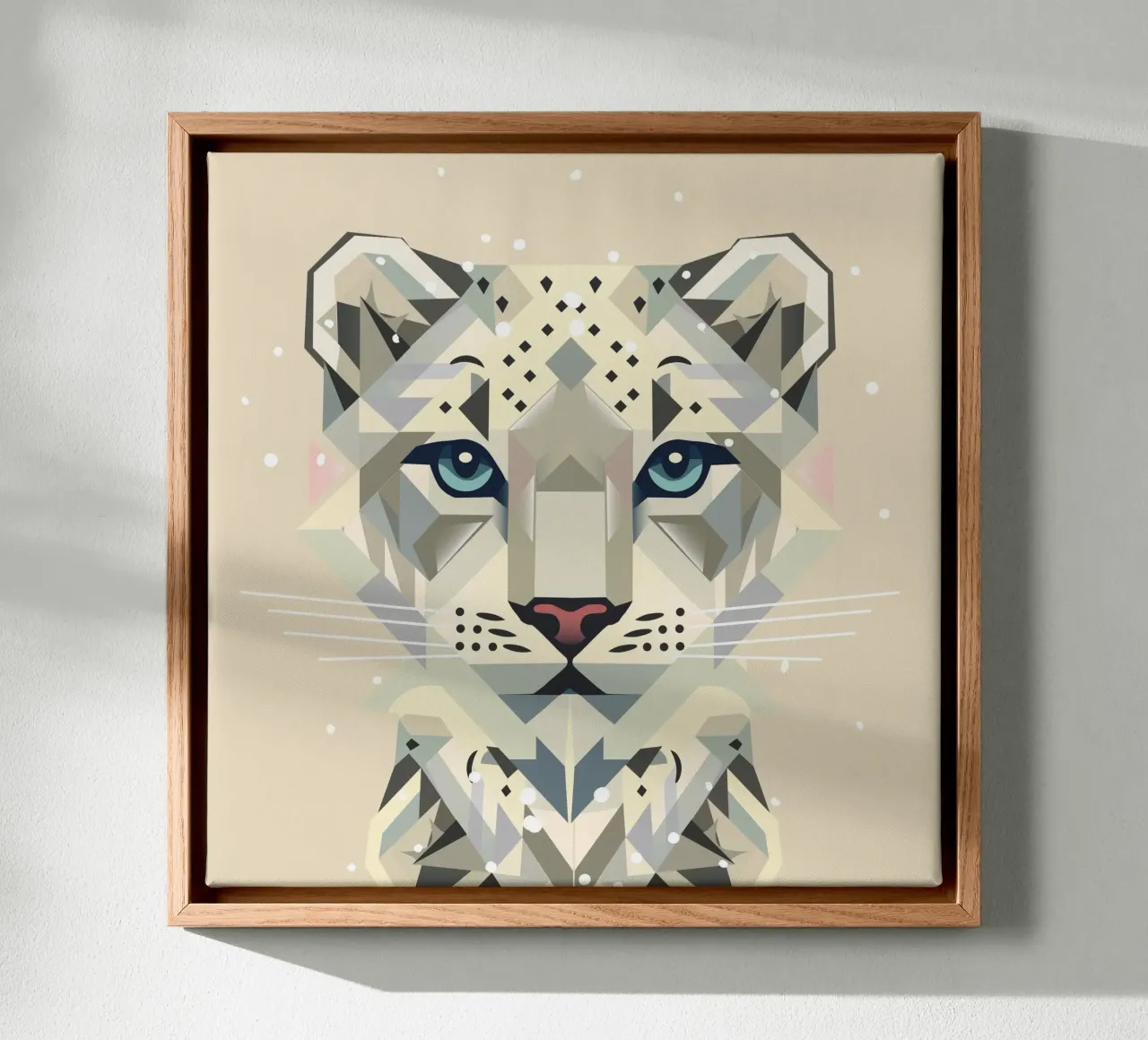 Geometric snow leopard - strong elegance in the wild canvas by namosh