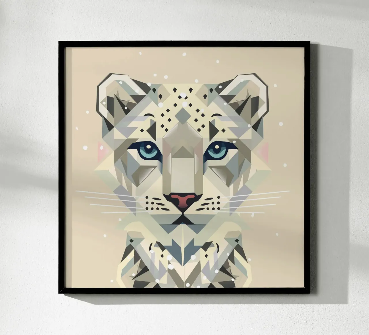 Geometric snow leopard - strong elegance in the wild hahnemühle by namosh
