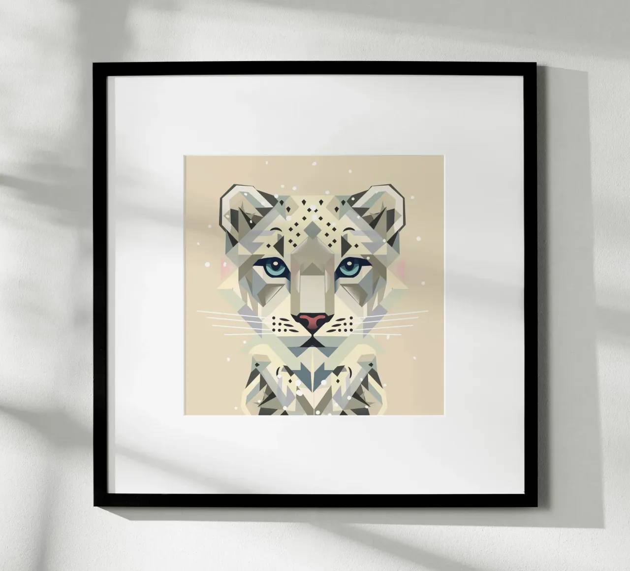 Geometric snow leopard - strong elegance in the wild hahnemühle by namosh