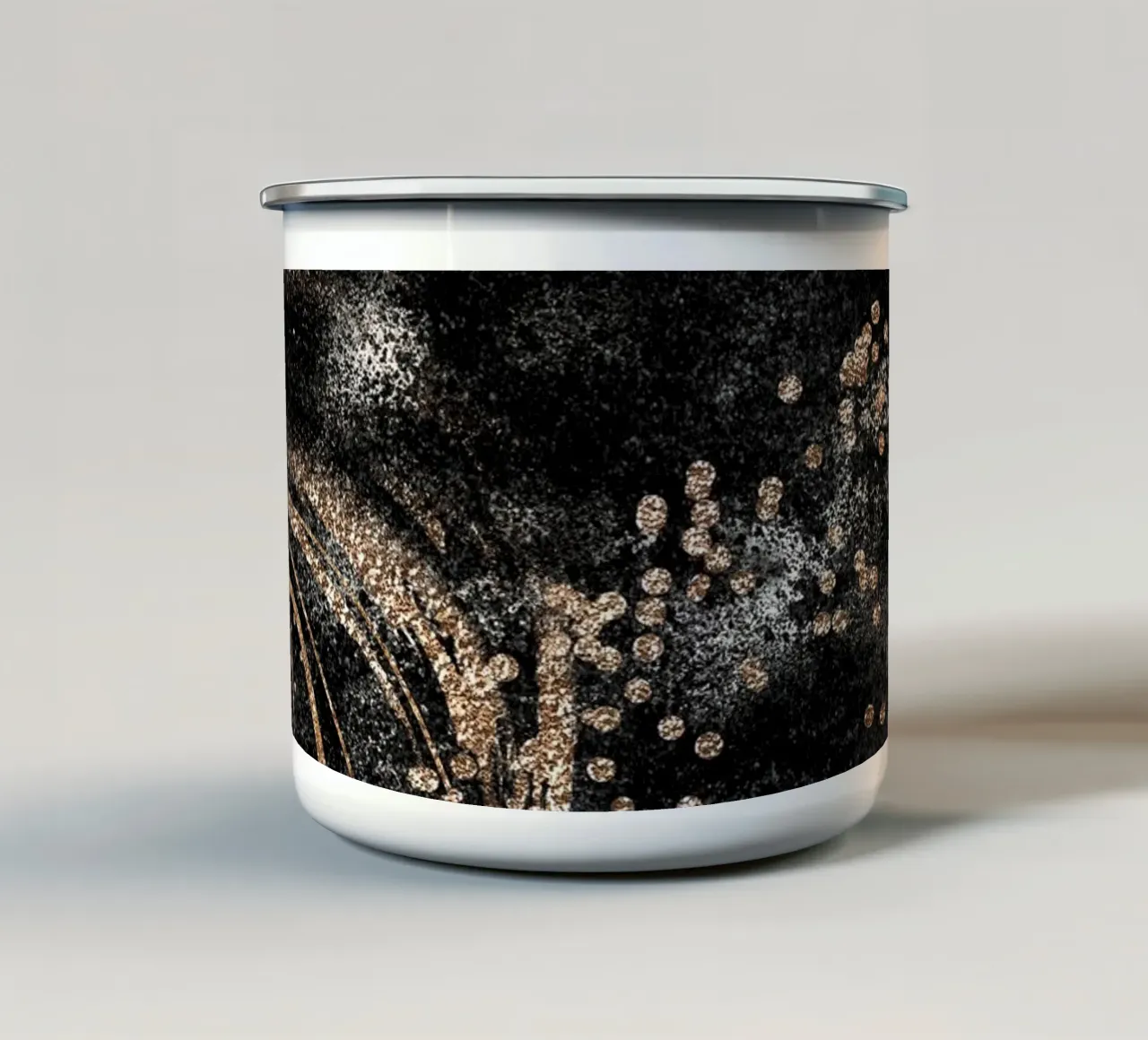 Notte astratta - accenti d'oro e nero tazza in smalto da Whole©