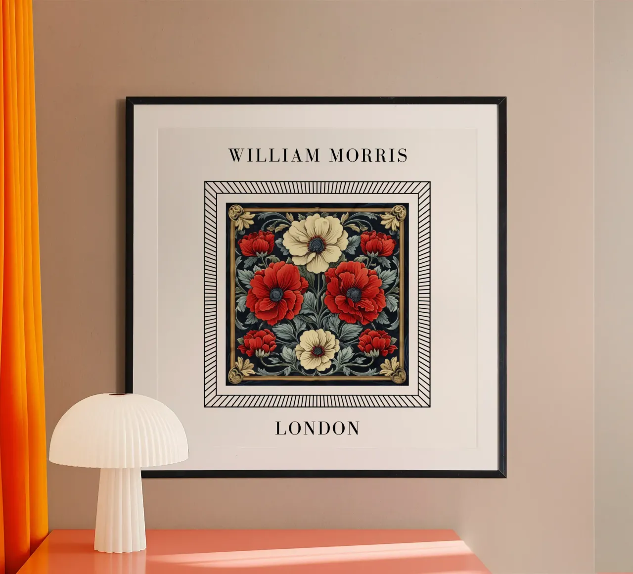 Sinfonie floreali: I disegni di Morris nel loro pieno splendore poster con telaio in legno da Nikis Art Studio