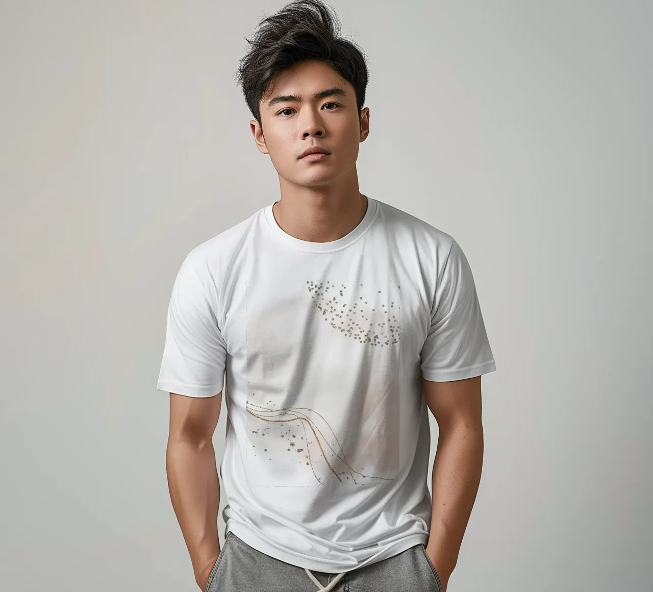 Delicate elegance - abstract art with gold accents t-shirt by Whole©