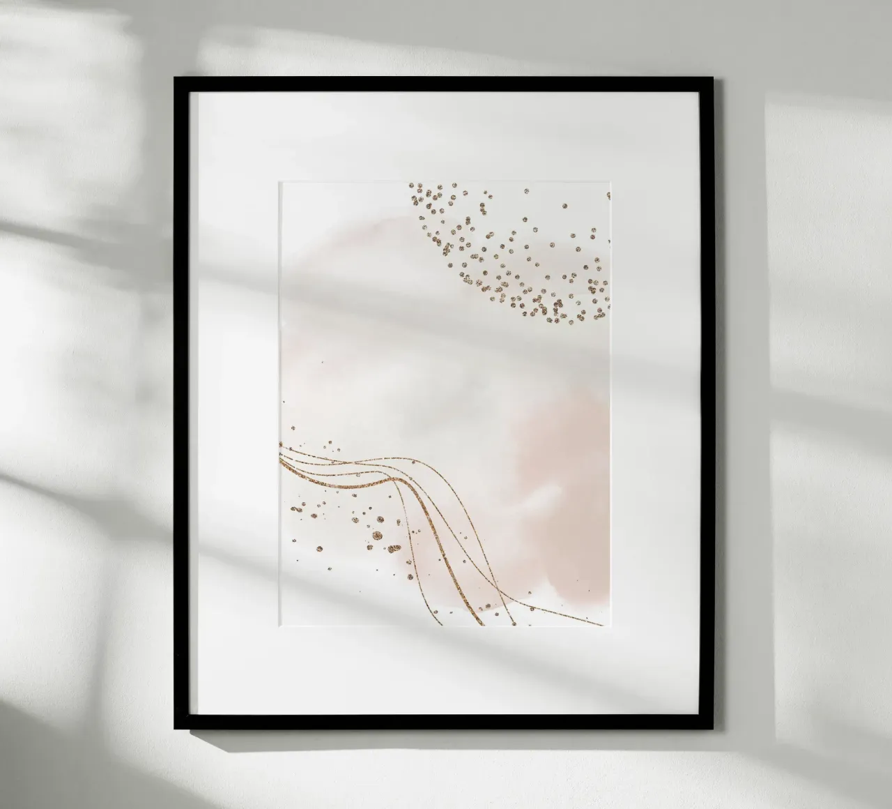 Delicate elegantie - abstracte kunst met gouden accenten poster met kunststof frame van Whole©