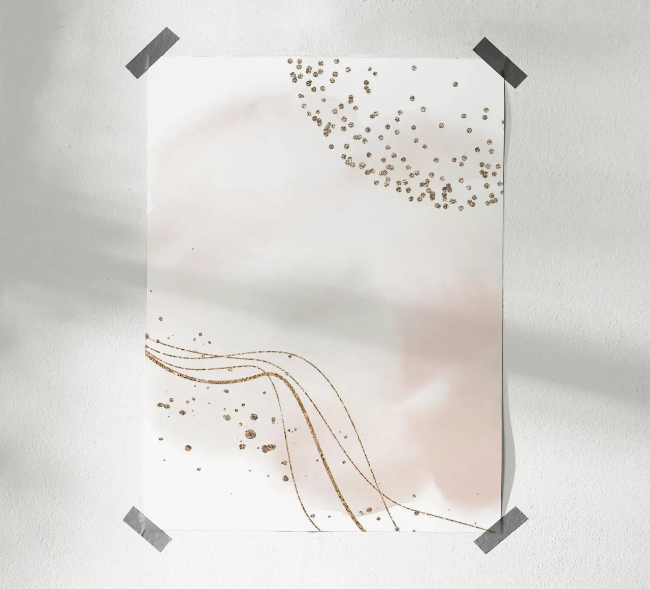 Delicate elegantie - abstracte kunst met gouden accenten poster met kunststof frame van Whole©