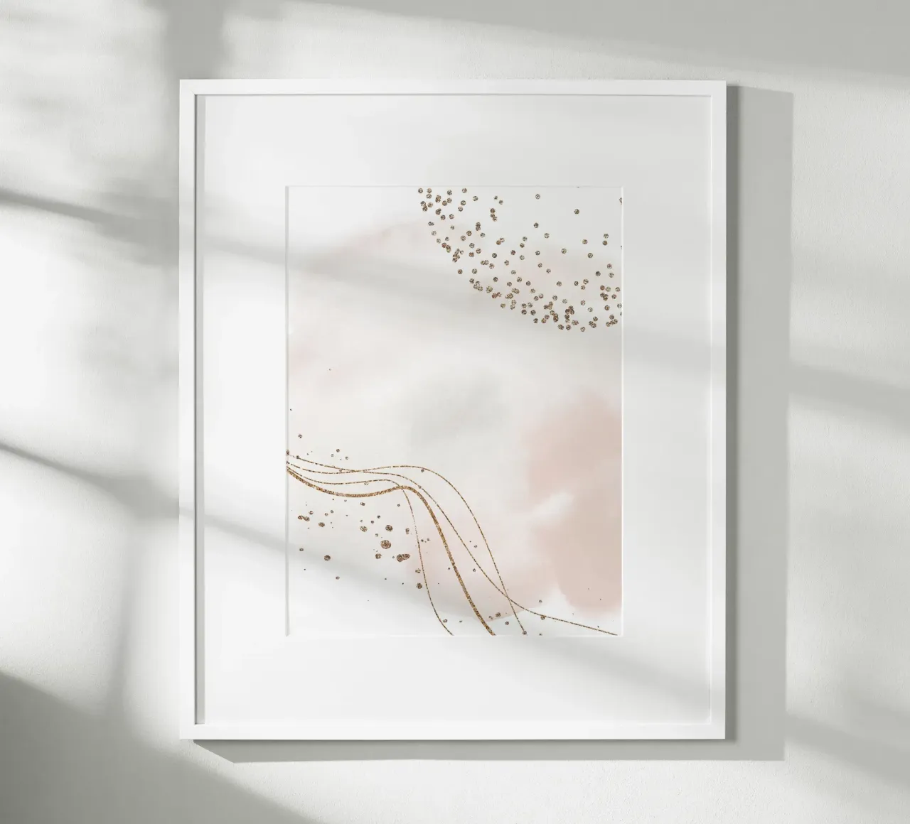 Delicate elegantie - abstracte kunst met gouden accenten poster met kunststof frame van Whole©