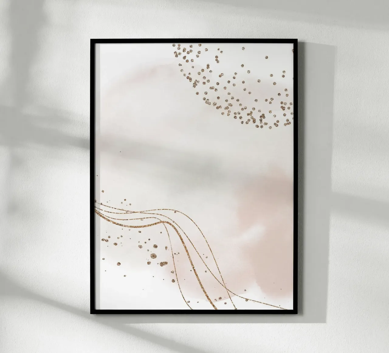 Delicate elegantie - abstracte kunst met gouden accenten poster met kunststof frame van Whole©
