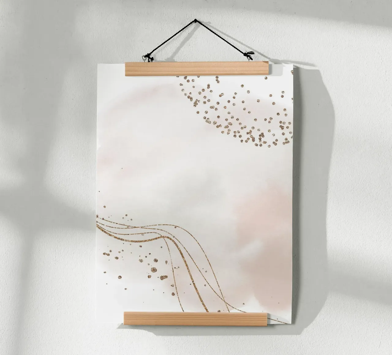 Delicate elegantie - abstracte kunst met gouden accenten poster met kunststof frame van Whole©