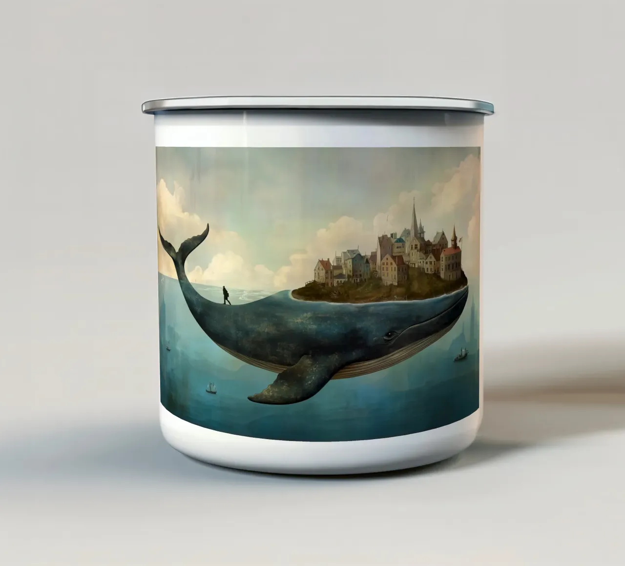 The Journey of Worlds taza de esmalte de christephania