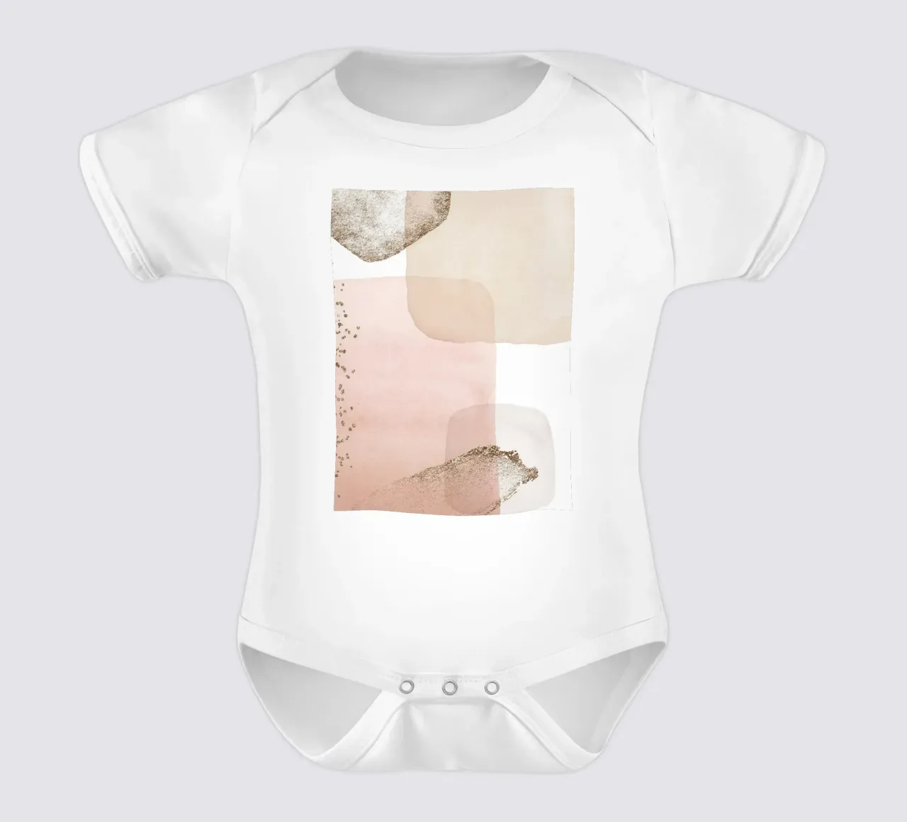 Abstract softness - pastel colours and gold accents short-sleeve baby romper by Whole©