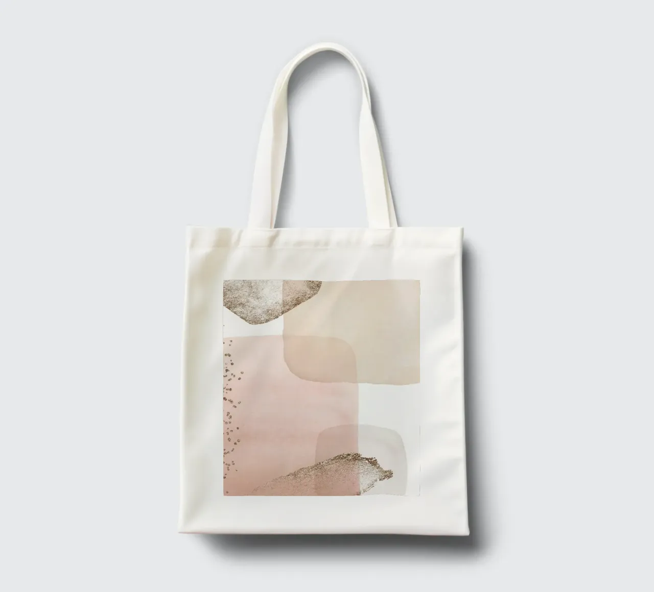 Abstracte zachtheid - pastelkleuren en gouden accenten jute draagtas van Whole©