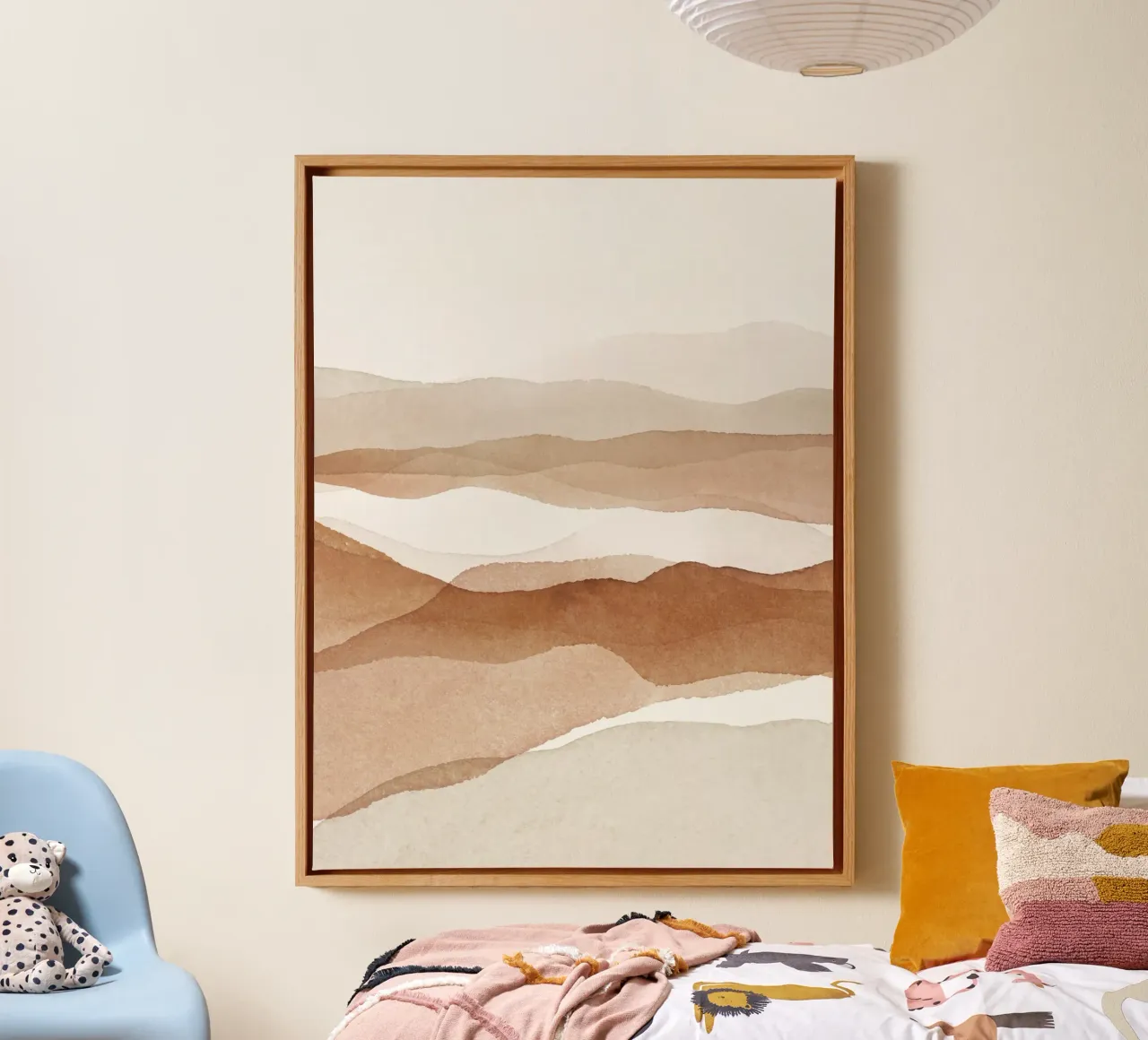 Abstract landschap - aardetinten en minimalisme canvas met Baklijst van Whole©