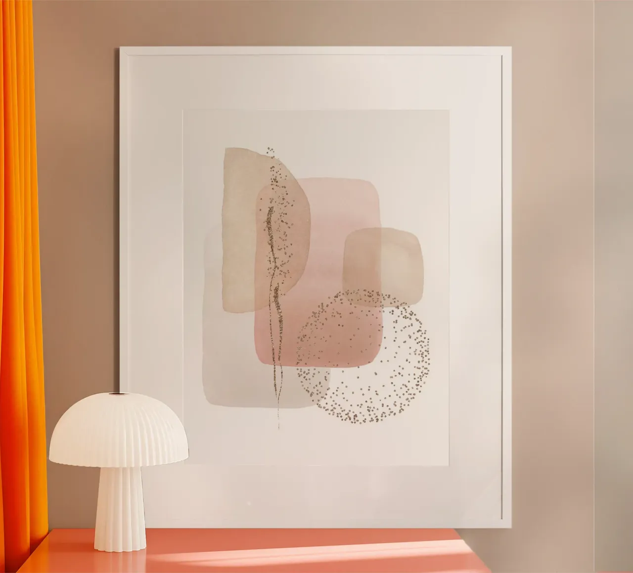 Eleganza astratta - colori pastello e accenti dorati poster con telaio in plastica da Whole©