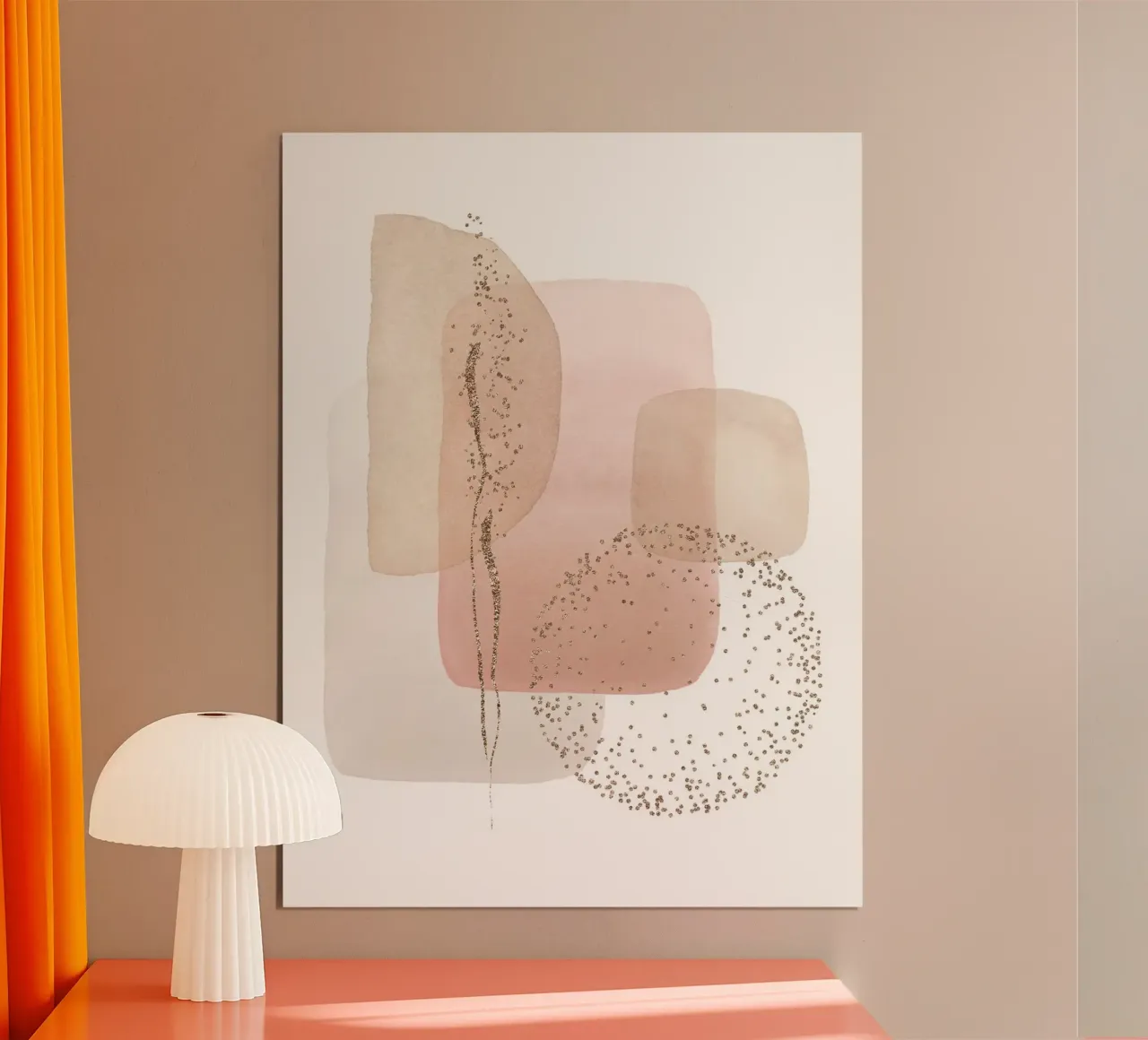 Eleganza astratta - colori pastello e accenti dorati poster con telaio in plastica da Whole©
