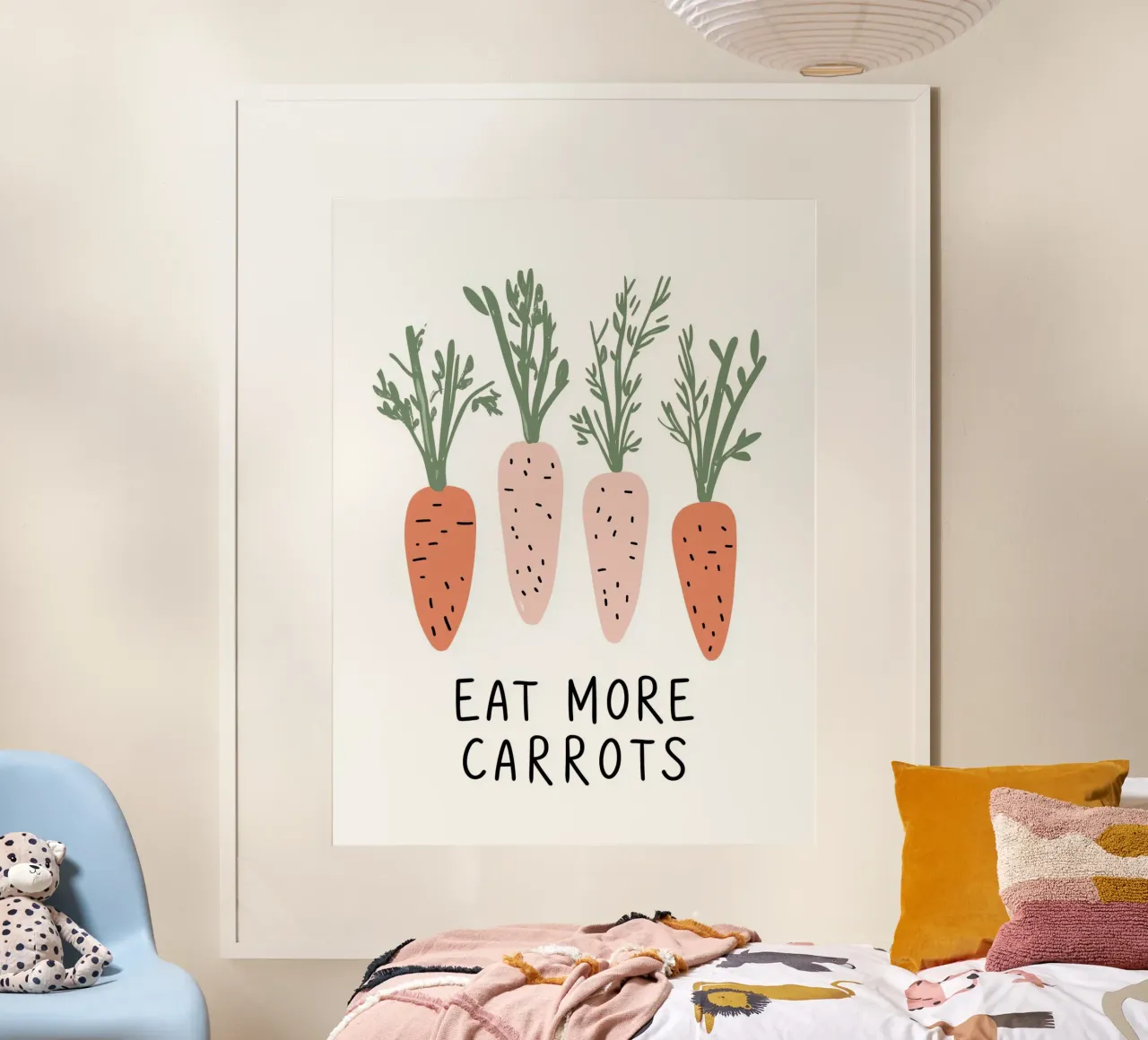 Eat More Carrots poster con telaio in alluminio da treechild