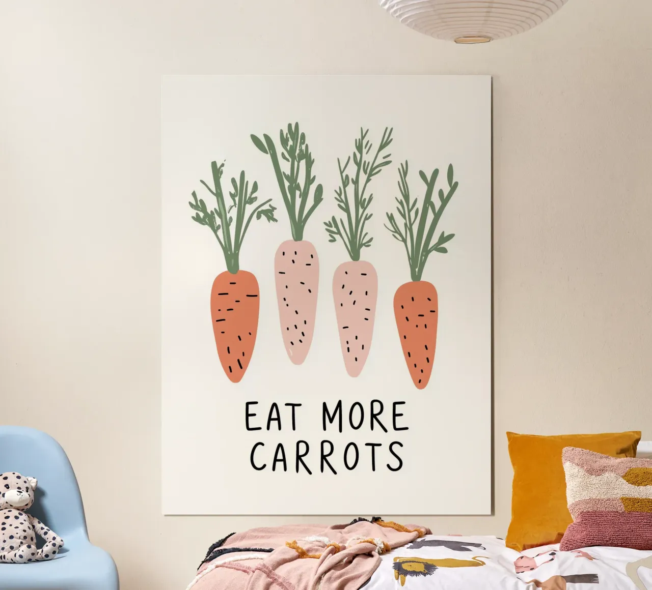 Eat More Carrots poster con telaio in alluminio da treechild