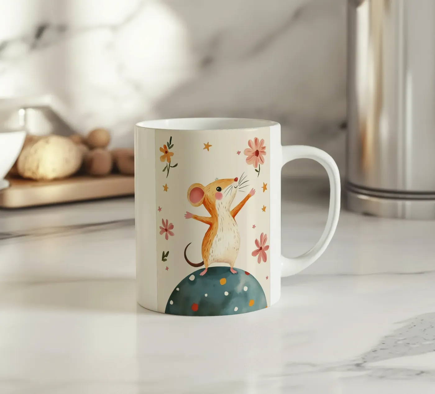 Tiny Planet Mouse ceramic mug by Lilo