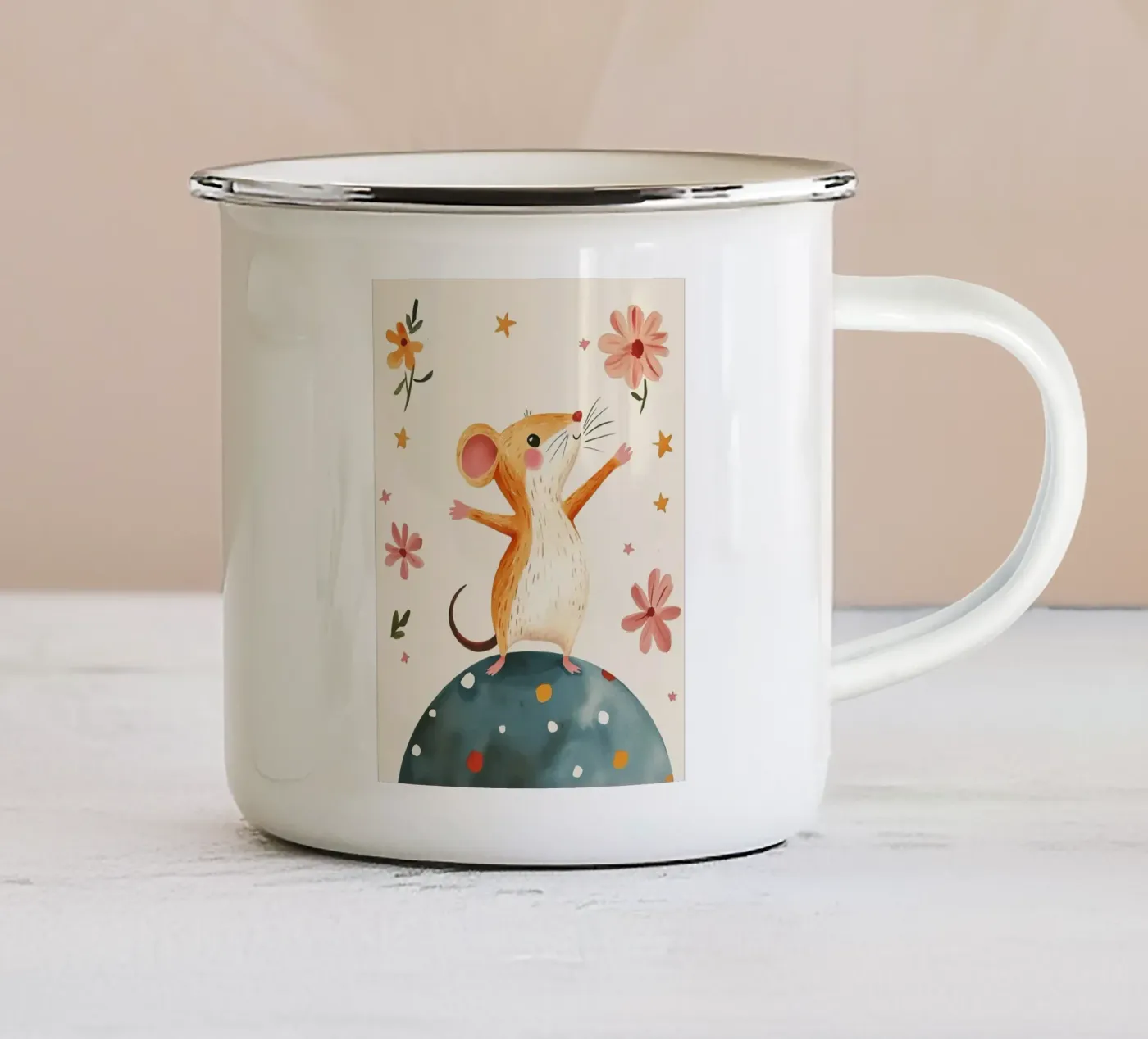 Tiny Planet Mouse enamel mug by Lilo
