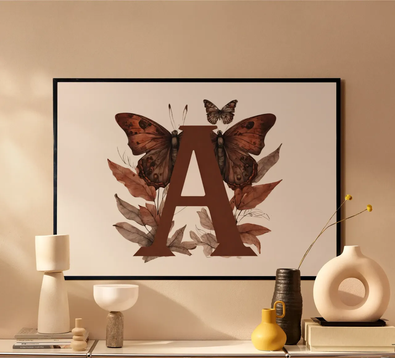 Red butterfly A poster with wooden frame by Shinery