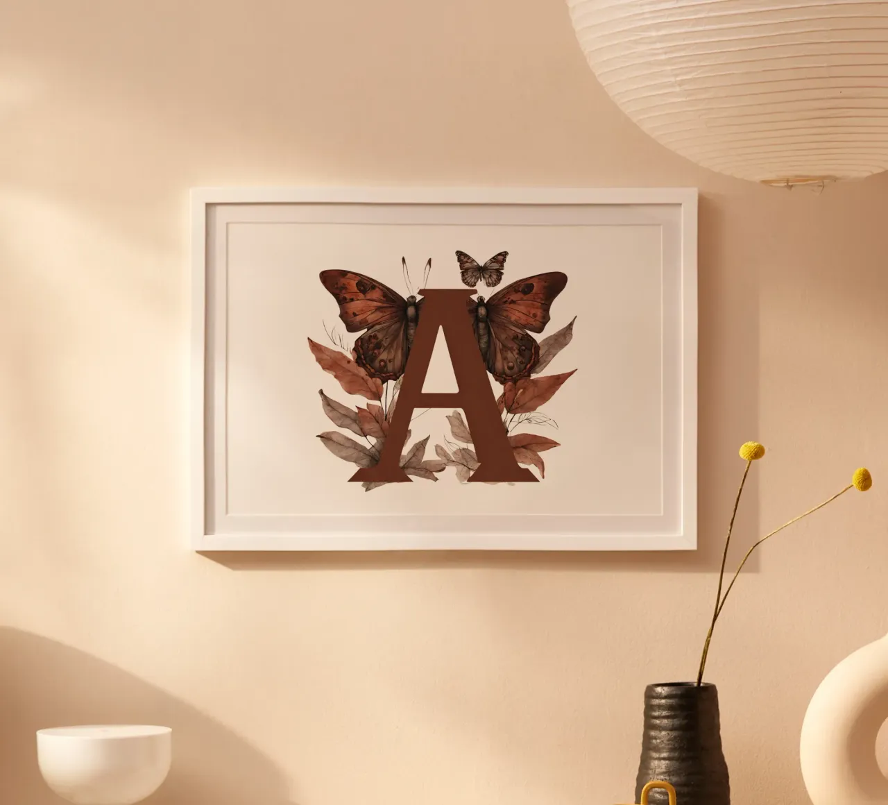 Red butterfly A poster with wooden frame by Shinery