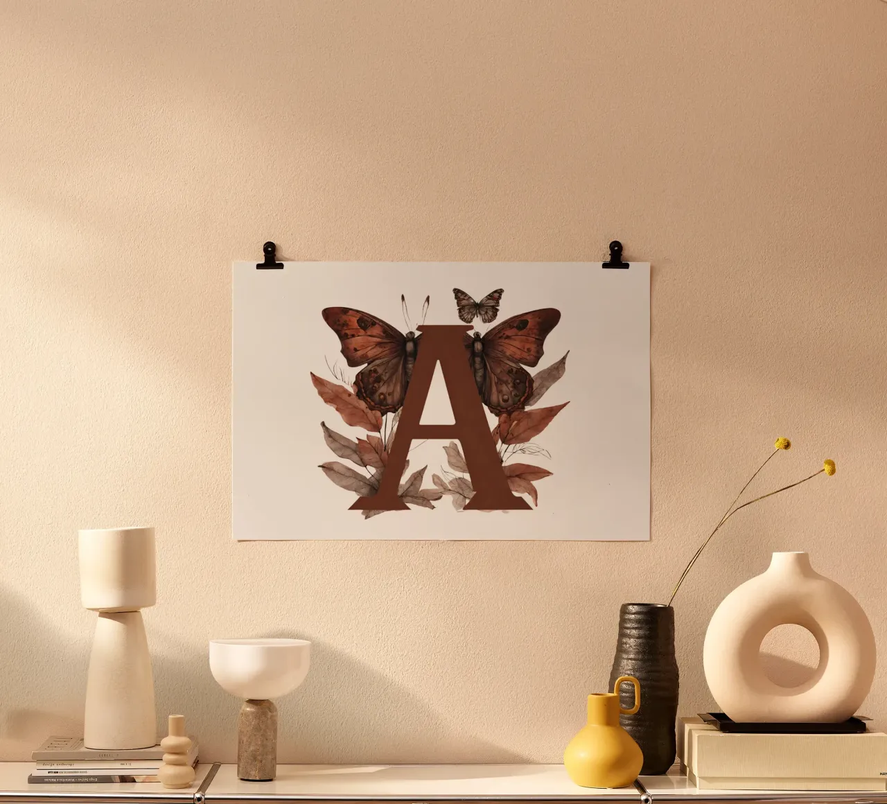 Red butterfly A poster with wooden frame by Shinery