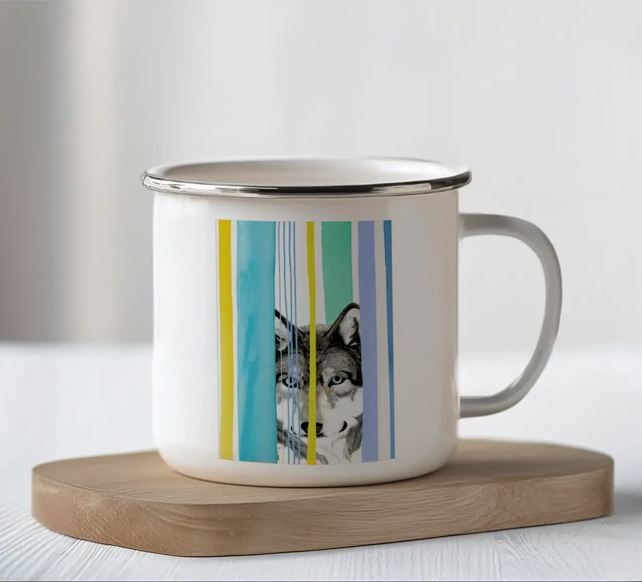 Dreamy Wolf tazza in smalto da Rococco LA