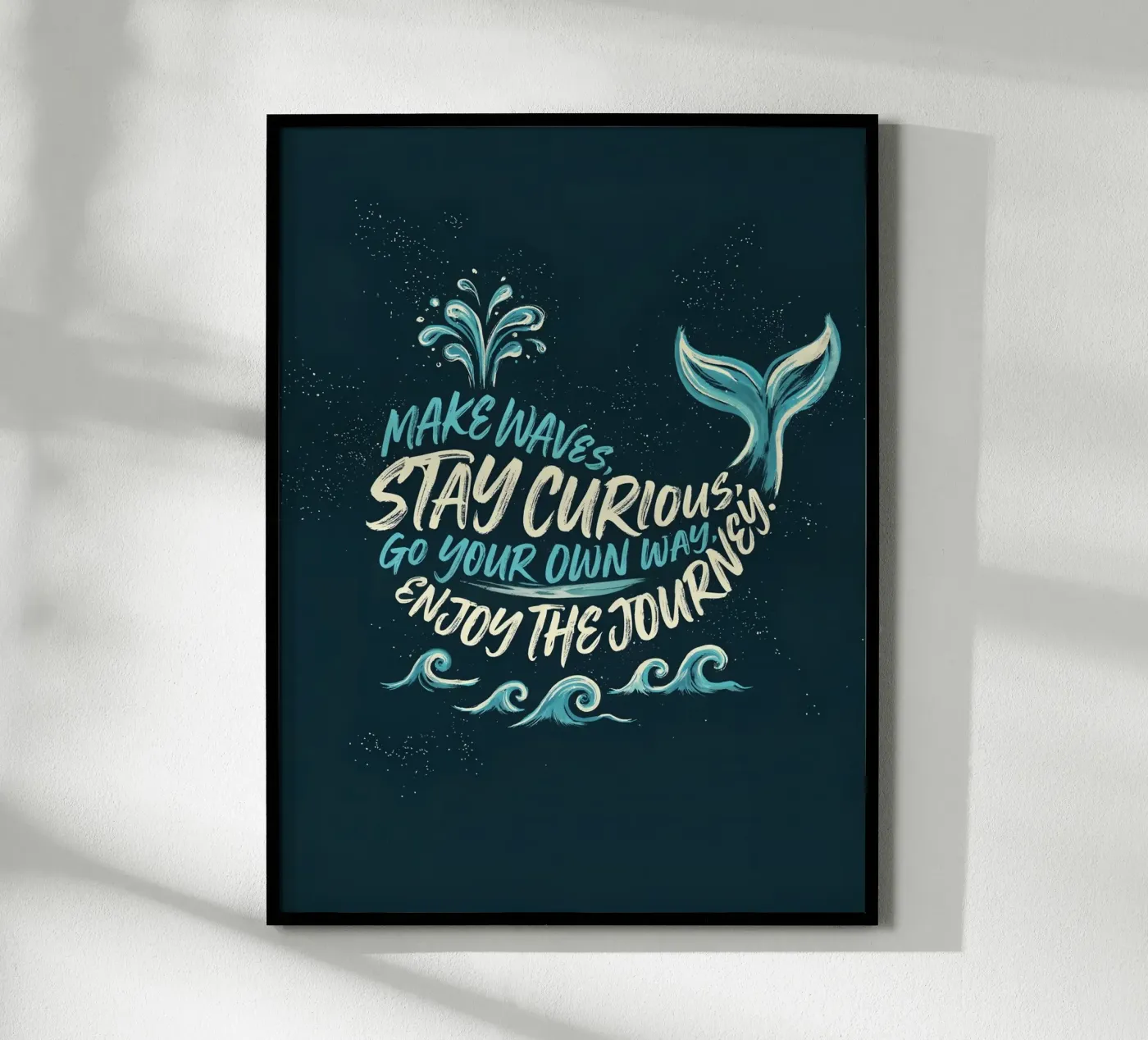 Make Waves Whale Typography Design poster by Klitzeklein