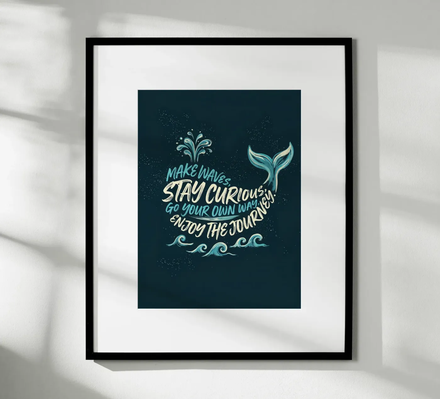 Make Waves Whale Typography Design poster by Klitzeklein