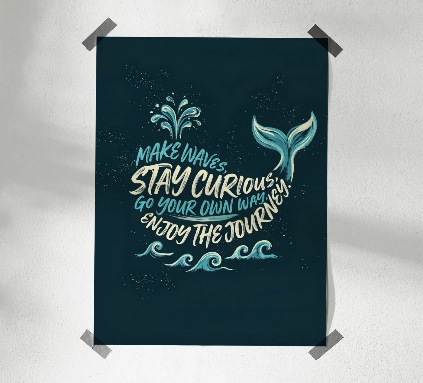 Make Waves Whale Typography Design poster by Klitzeklein