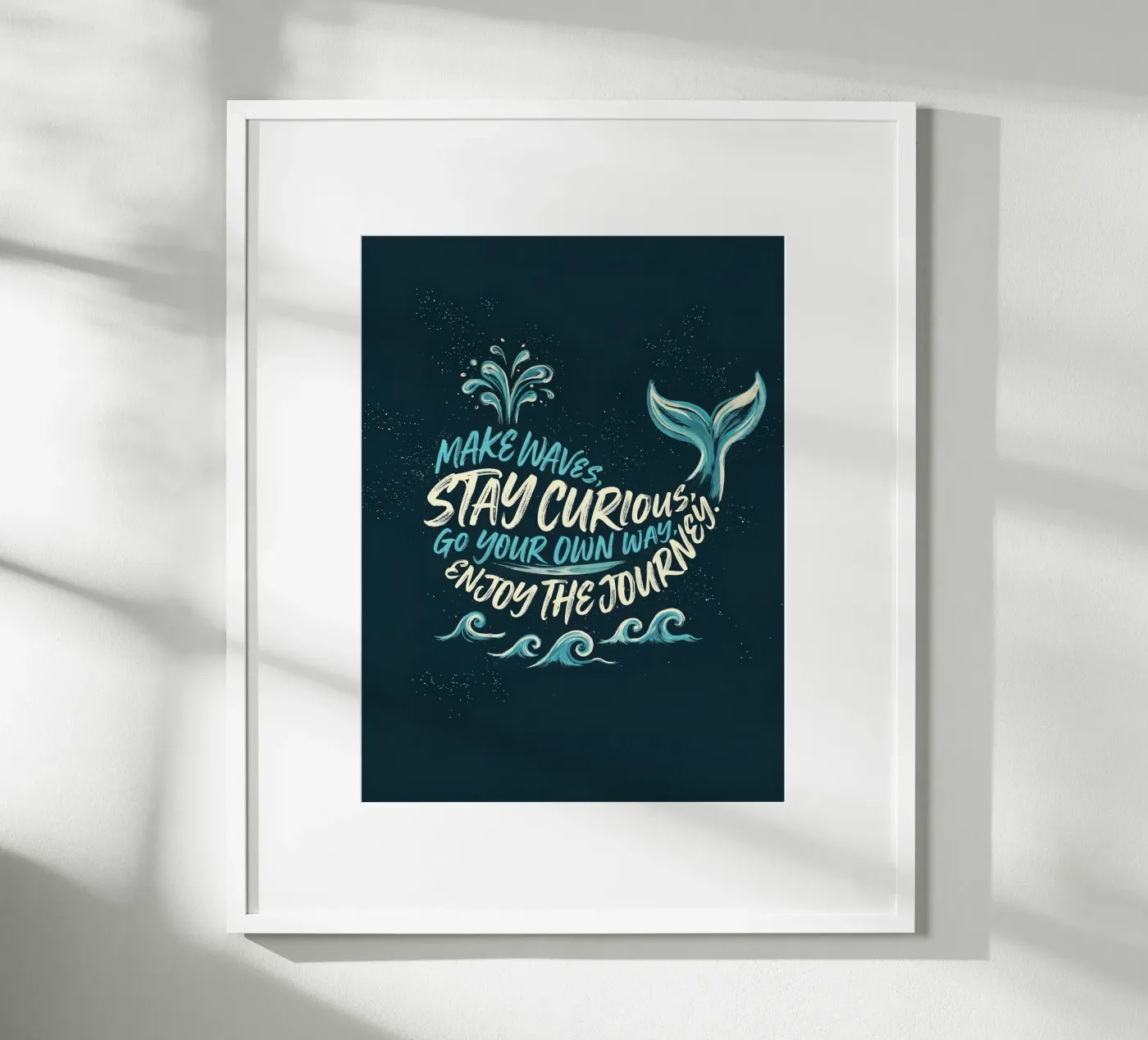 Make Waves Whale Typography Design poster by Klitzeklein