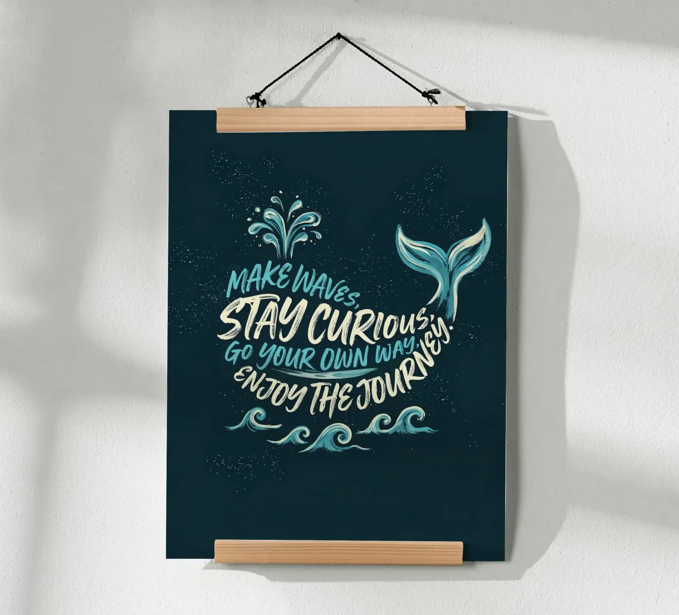Make Waves Whale Typography Design poster by Klitzeklein