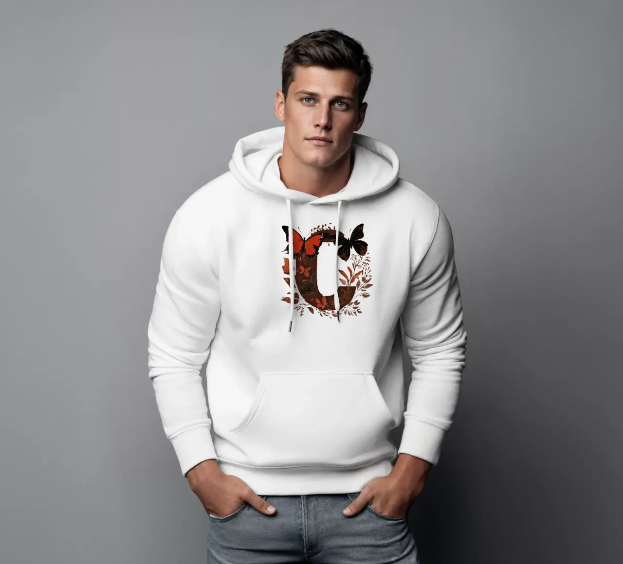 Farfalla rossa C felpa con cappuccio da Shinery