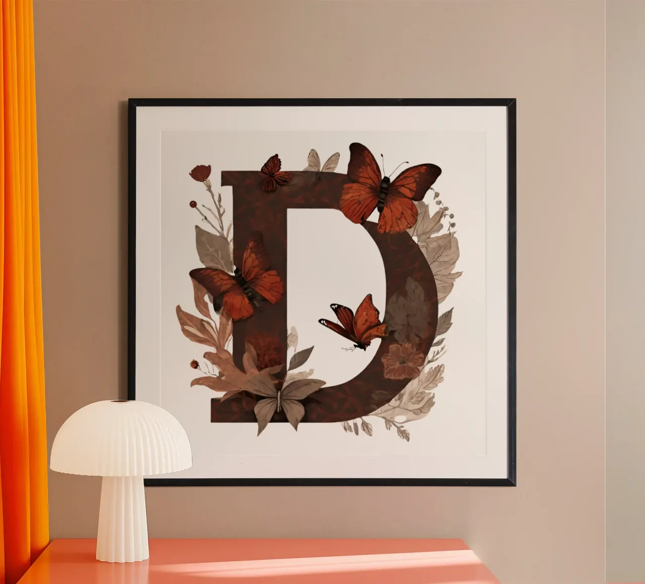 Roter Schmetterling D poster with aluminum frame by Shinery