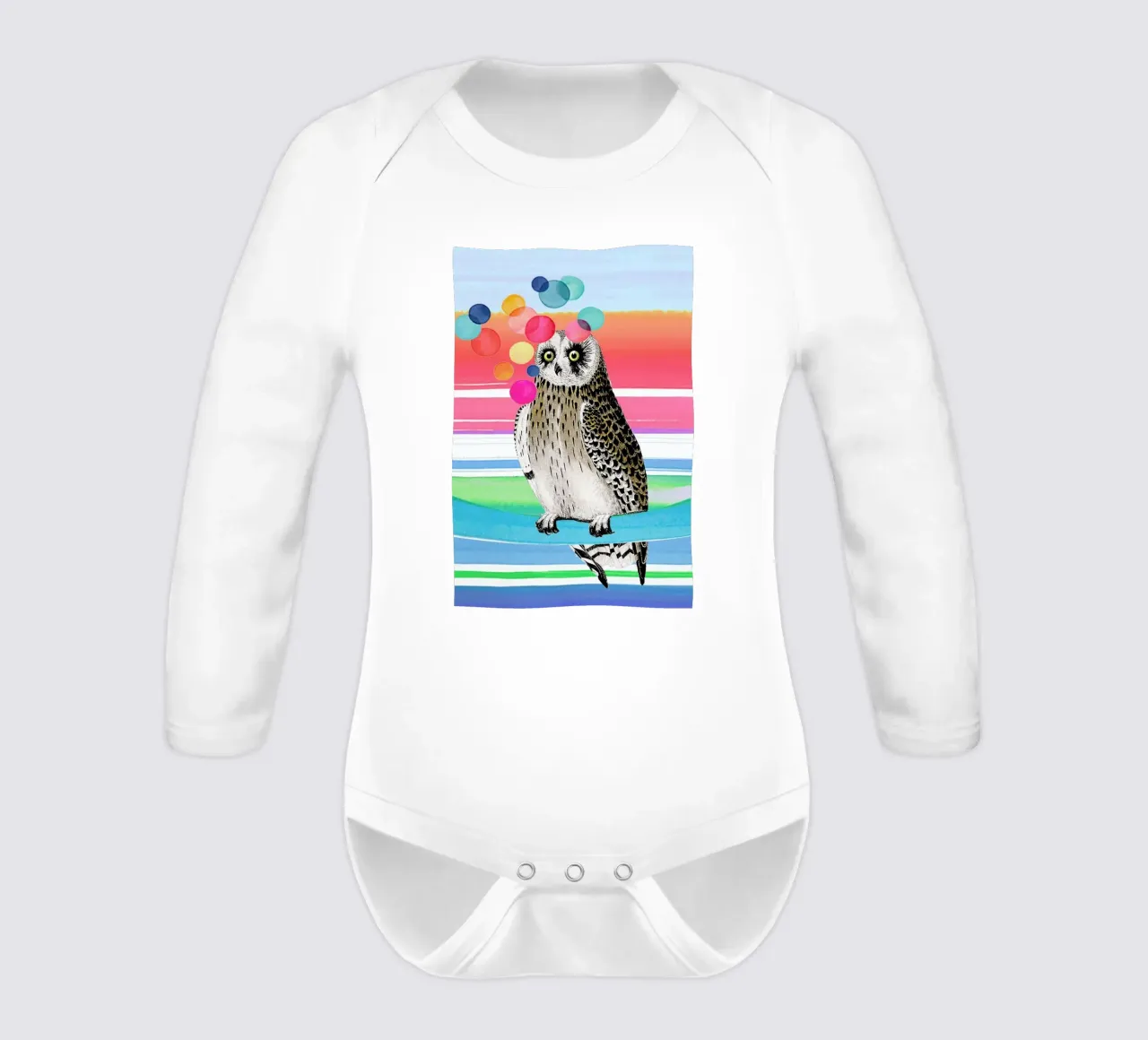 Merry Owl long-sleeve baby romper by Rococco LA