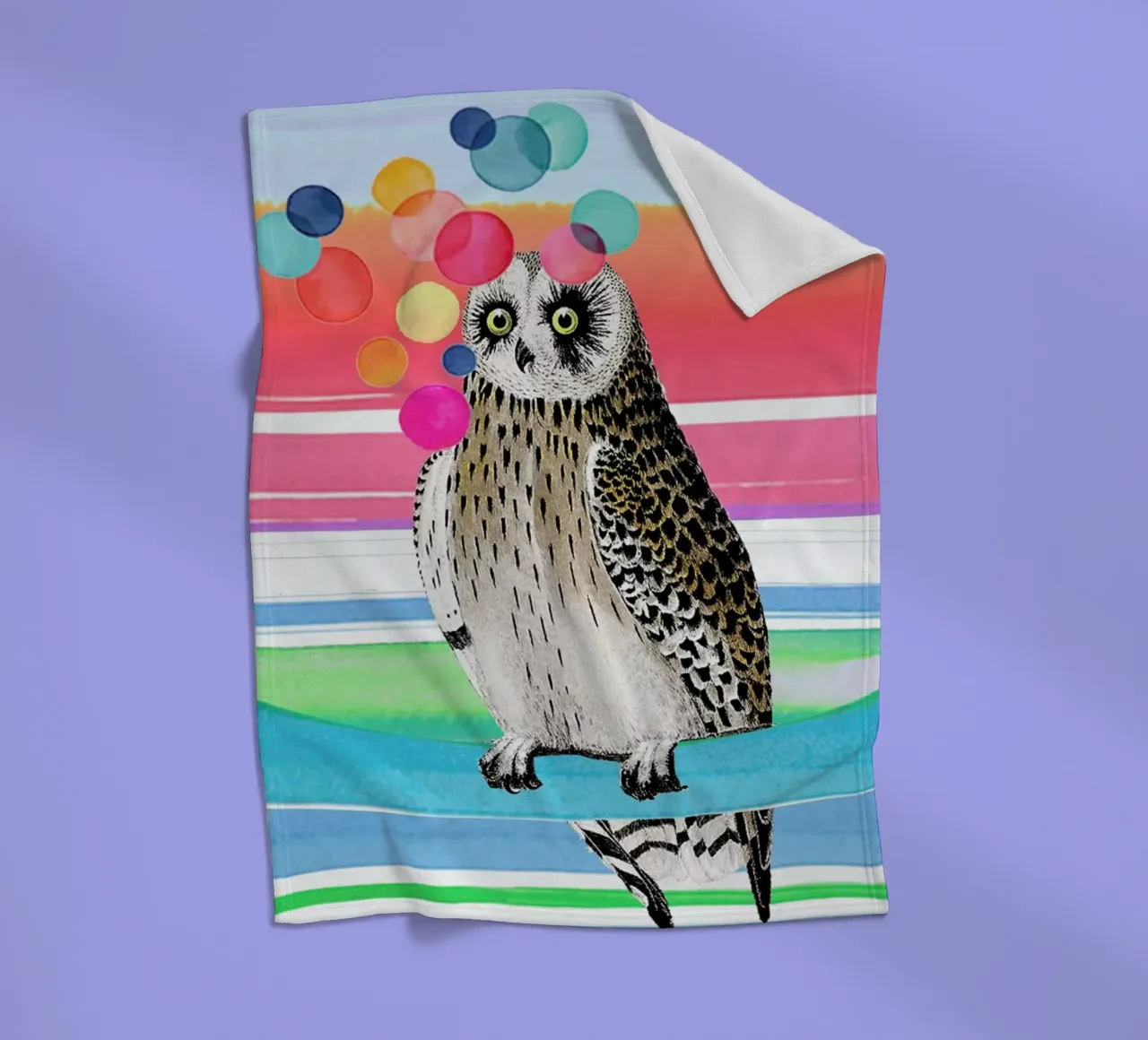 Merry Owl fleece blanket by Rococco LA