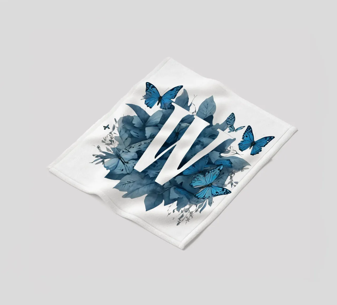 Blue butterfly W fleece blanket by Shinery