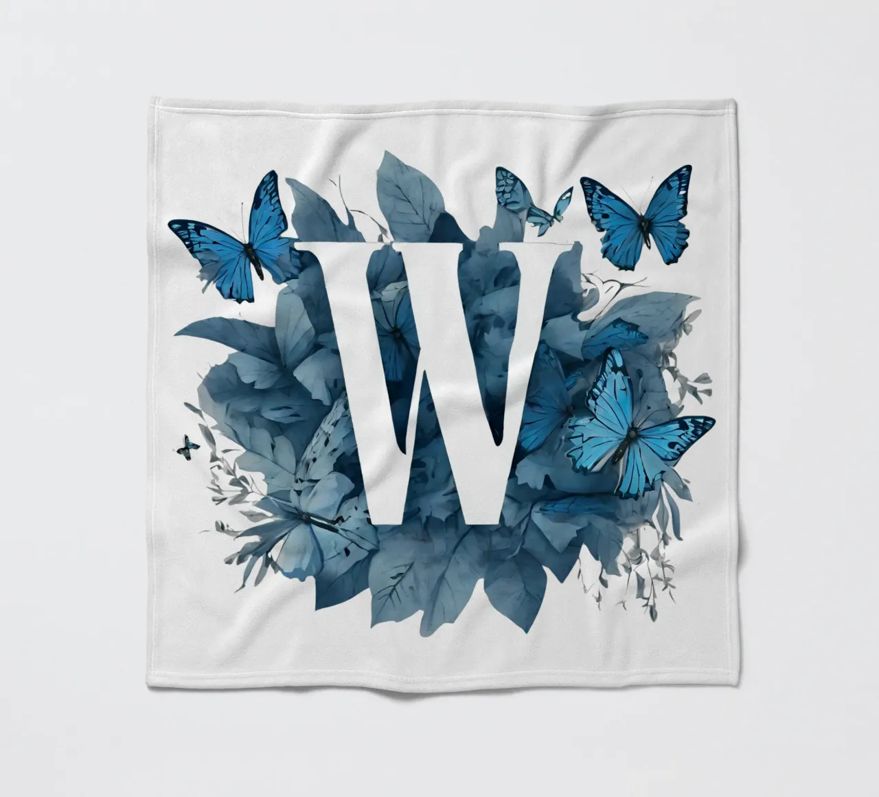 Blue butterfly W fleece blanket by Shinery