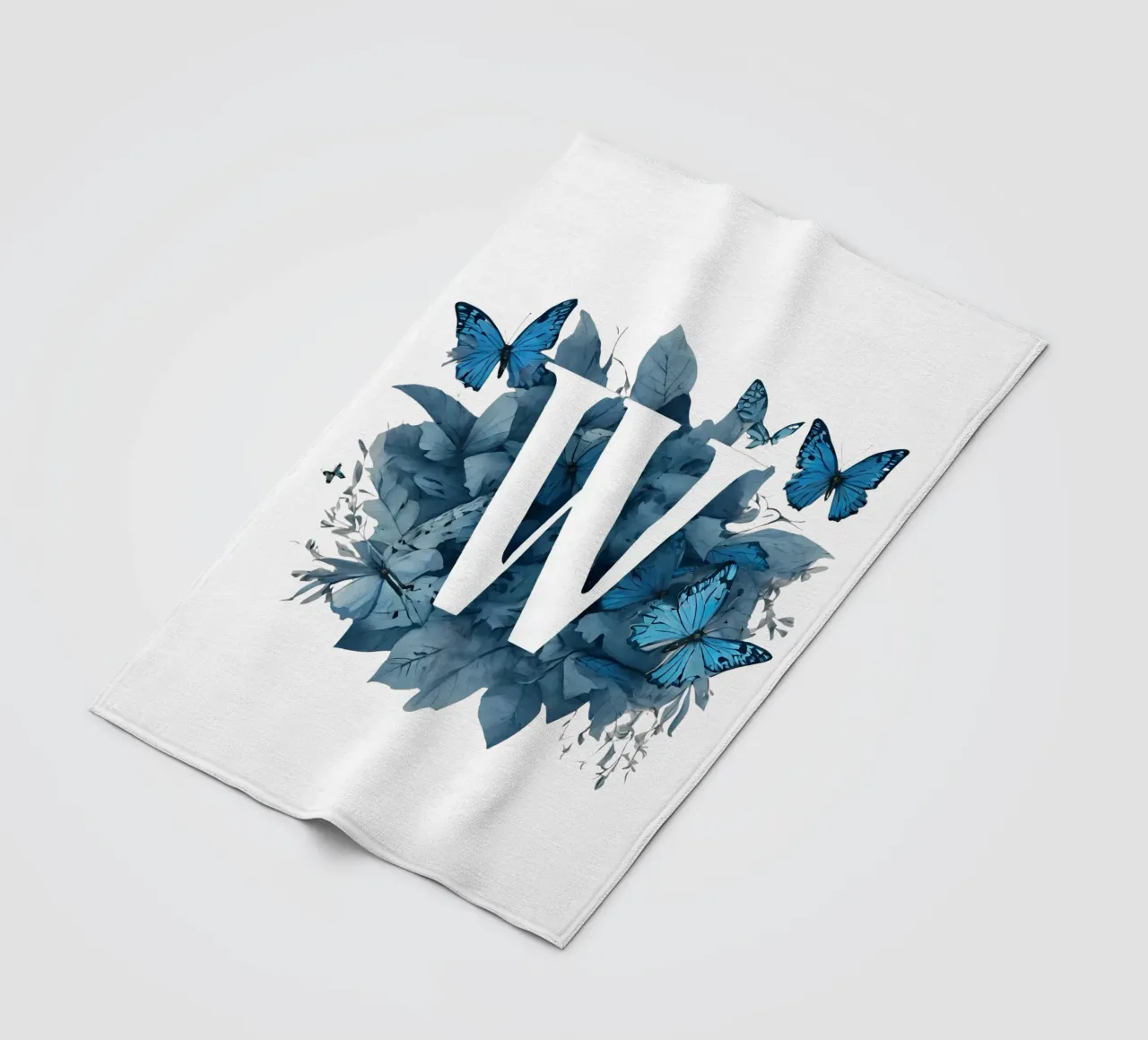 Blue butterfly W fleece blanket by Shinery