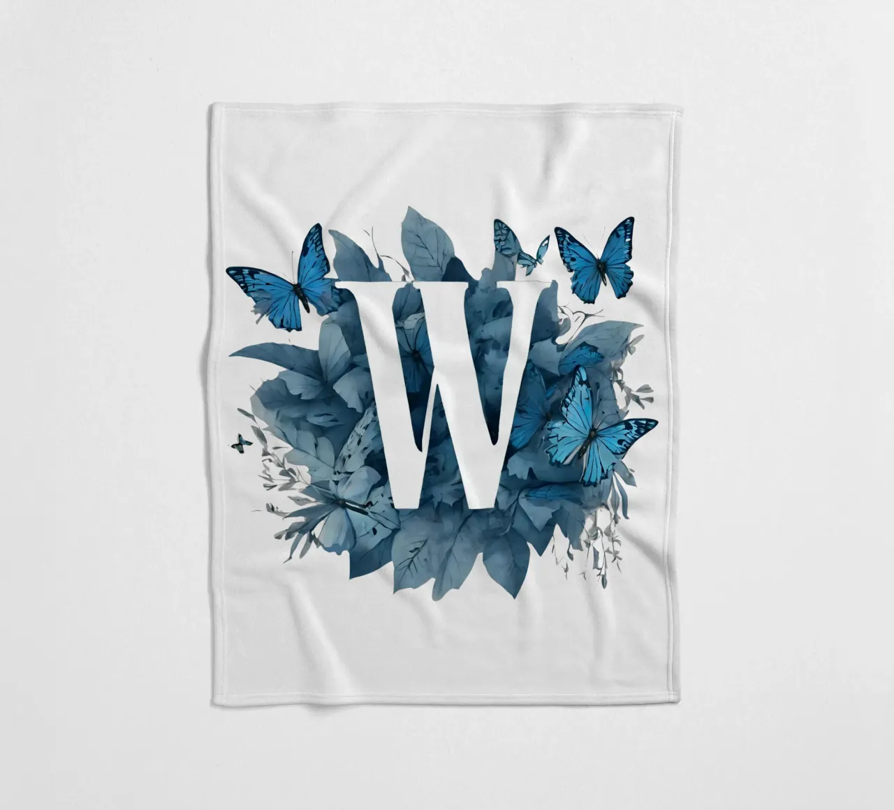 Blue butterfly W fleece blanket by Shinery