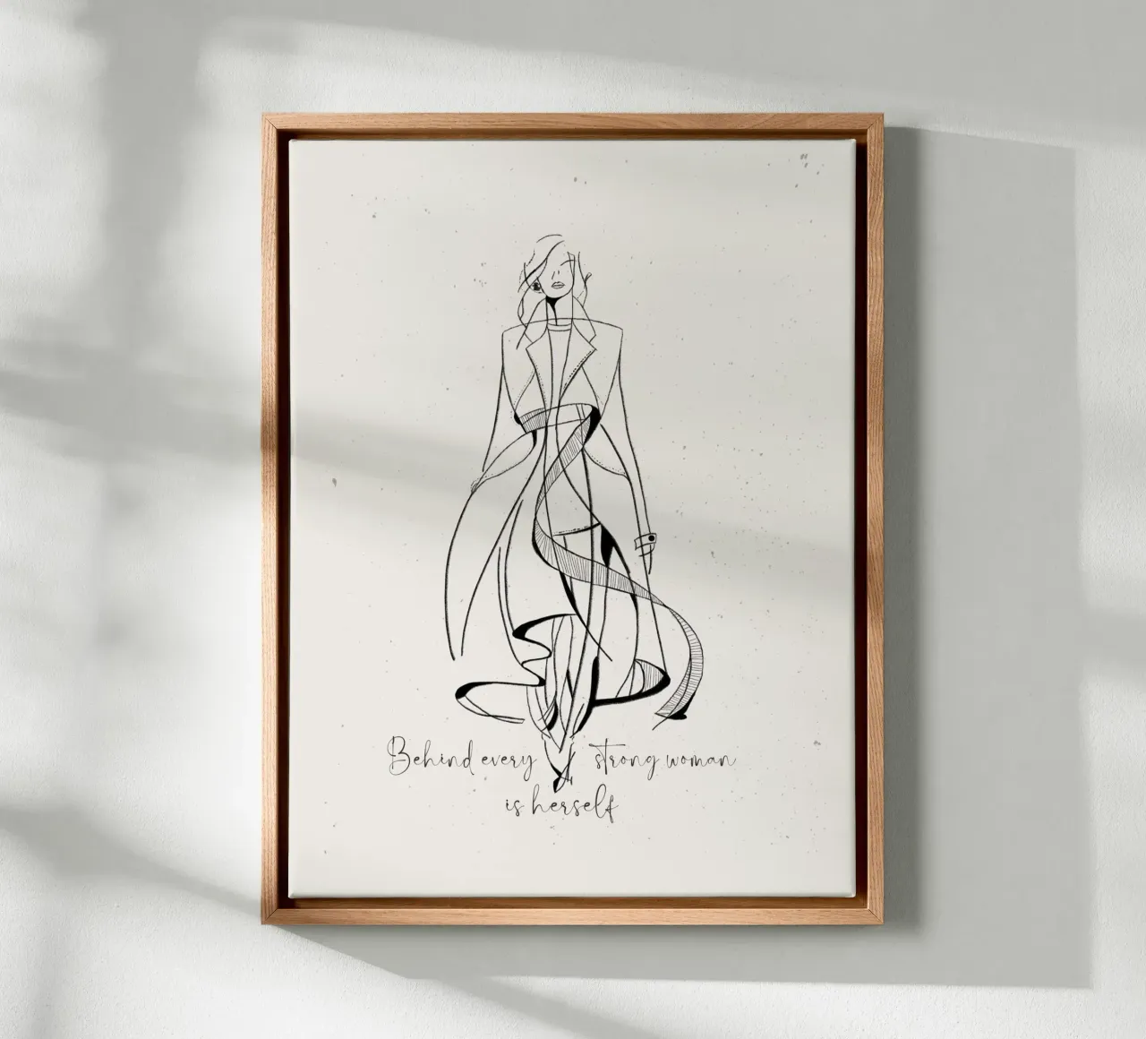 Hinter jeder starken Frau steht sie selbst II Leinwand mit Schattenfugenrahmen von ArtDesign by KBK