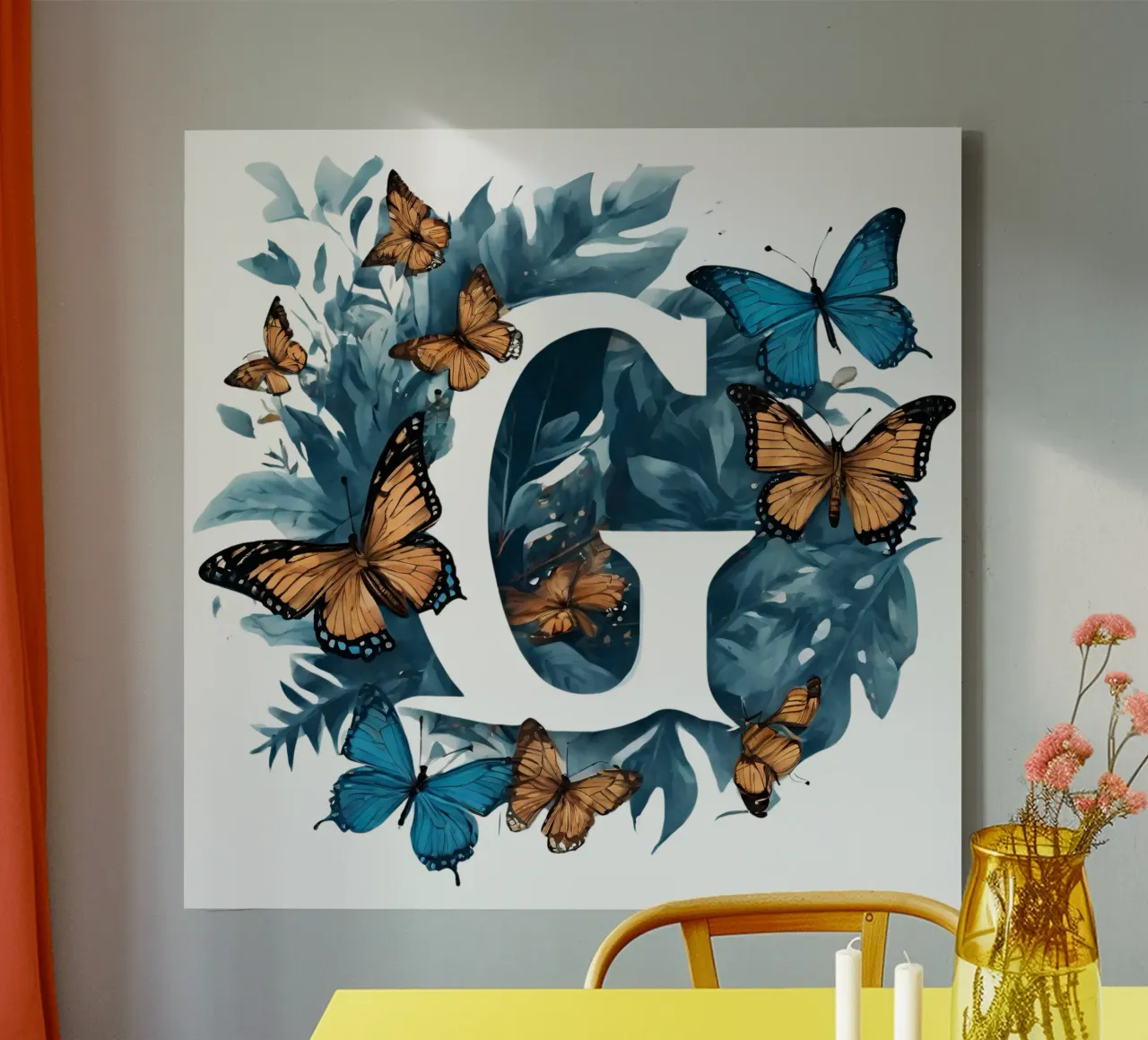 Farfalla blu G tela con Cornice a cassetta da Shinery