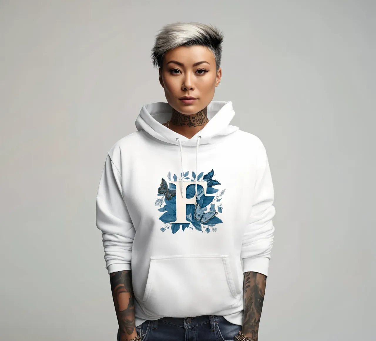 Farfalla blu F felpa con cappuccio da Shinery