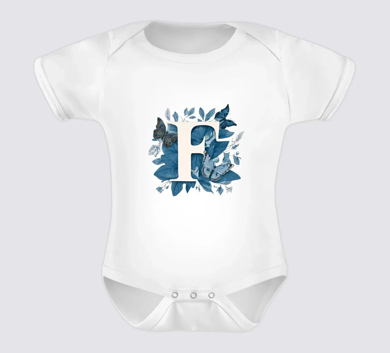 Blauer Schmetterling F Kurzarm Babybody von Shinery