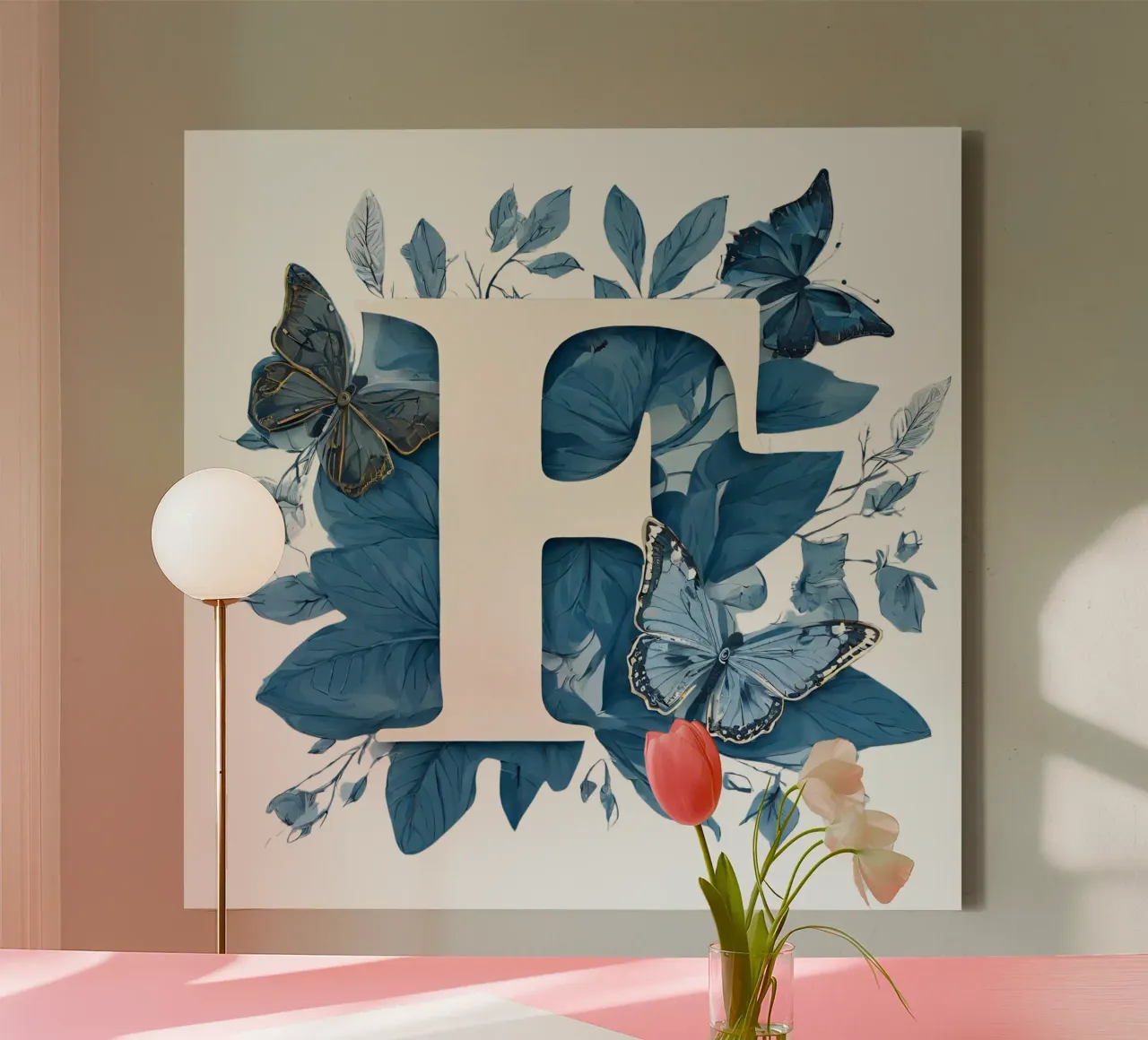 Farfalla blu F tela con Cornice a cassetta da Shinery
